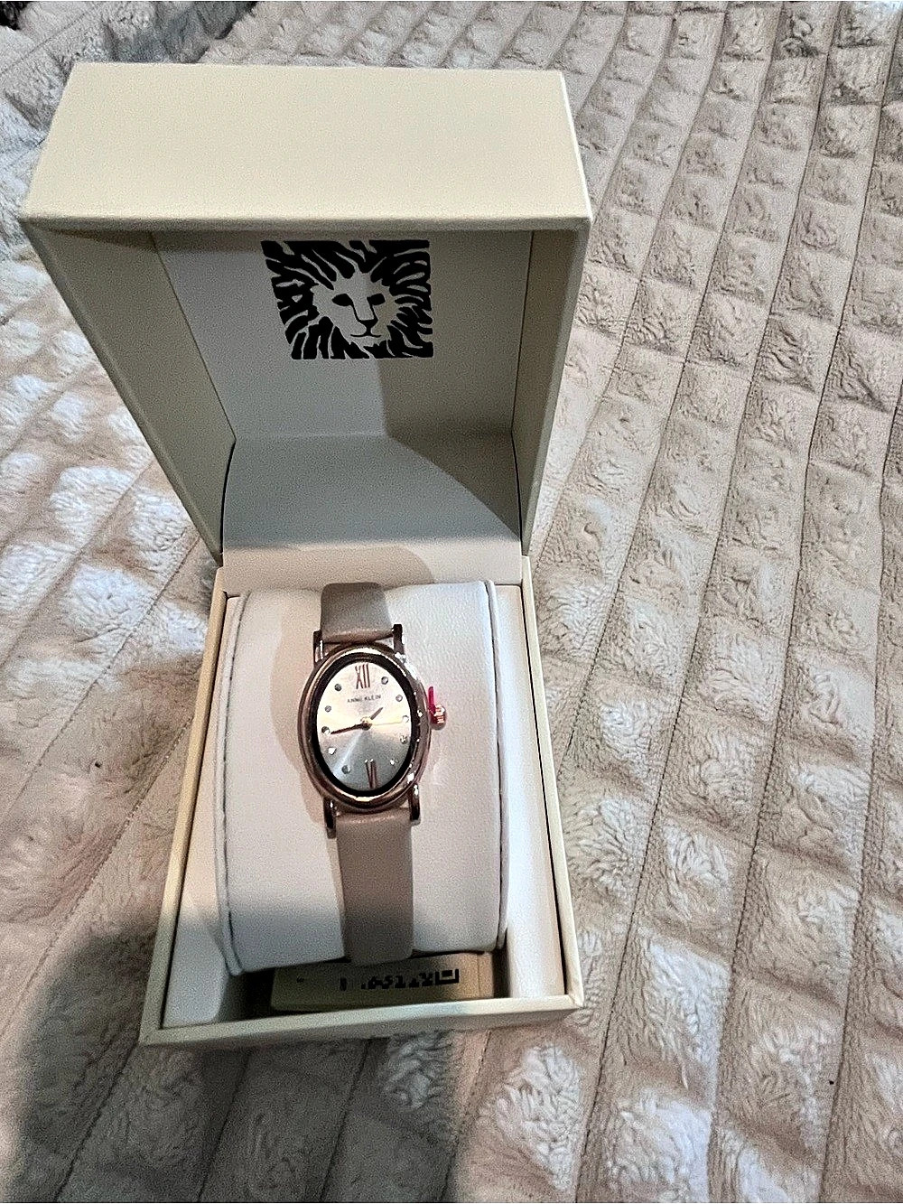 Anne Klein Watch in leather light gray strap nwt